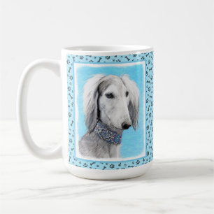 Saluki (Silver) Painting - Cute Original Dog Art Coffee Mug