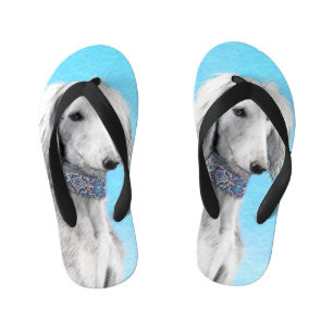 Saluki (Silver) Painting - Cute Original Dog Art Kid's Flip Flops