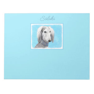 Saluki (Silver) Painting - Cute Original Dog Art N Notepad
