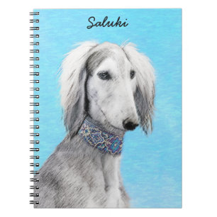 Saluki (Silver) Painting - Cute Original Dog Art Notebook