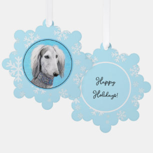 Saluki (Silver) Painting - Cute Original Dog Art Ornament Card