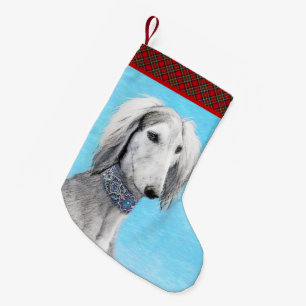 Saluki (Silver) Painting - Cute Original Dog Art Small Christmas Stocking