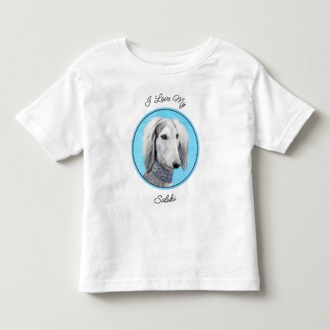Saluki (Silver) Painting - Cute Original Dog Art Toddler T-shirt (Front)