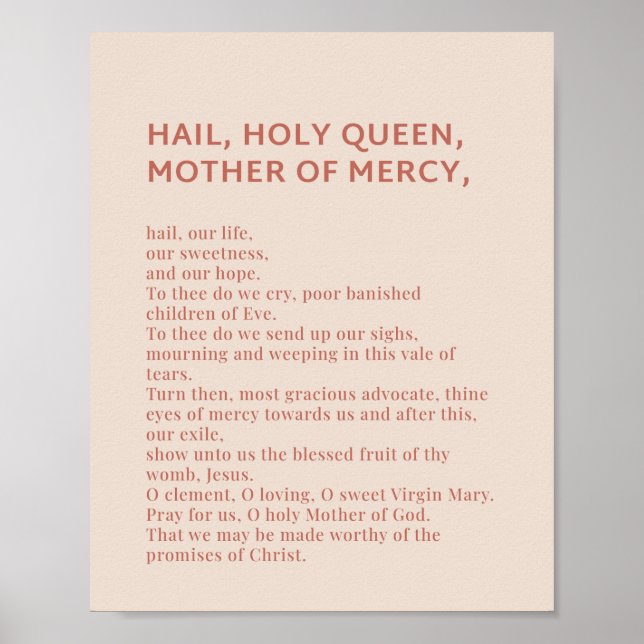 Salut, affiche de prière de la reine sainte (Devant)