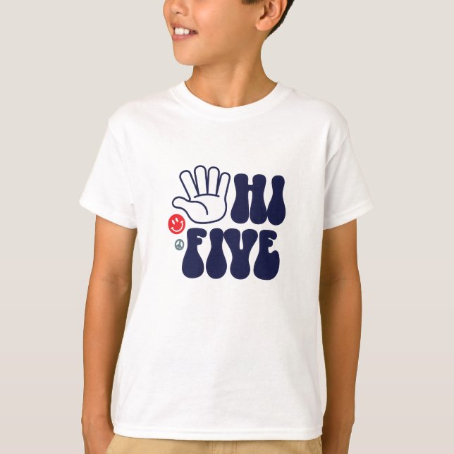 Salut Cinq ! T-shirt rétro Stripe 5e anniversaire (Devant)