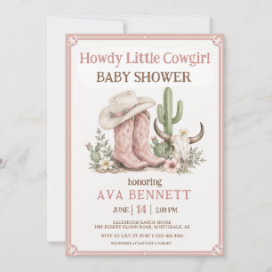 Salut Petite Cowgirl Rose Invitation pour Baby Sho