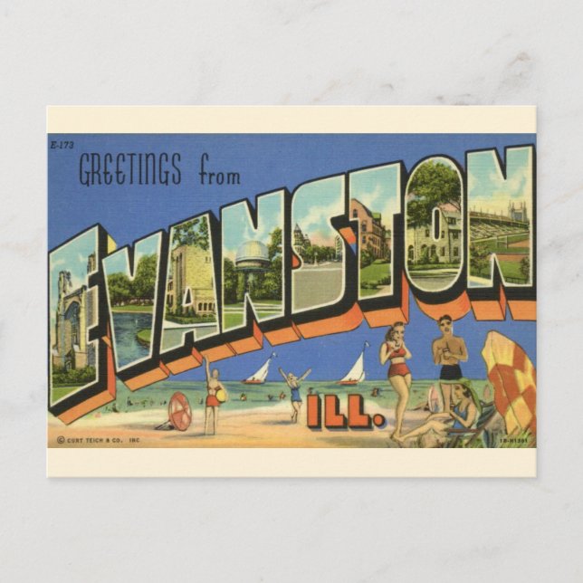 Salutation de Evanston ILL. Carte postale (Devant)