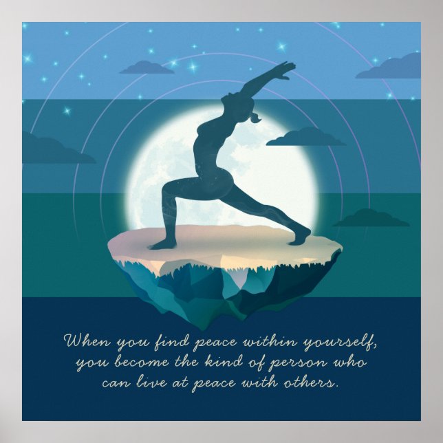 Salutation de la lune de yoga Poster Flying Island (Devant)