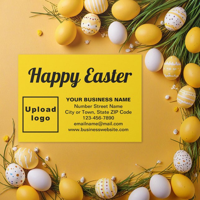 Salutation de Pâques d'affaires sur la carte de bo (Business Easter greeting on yellow enclosure card)
