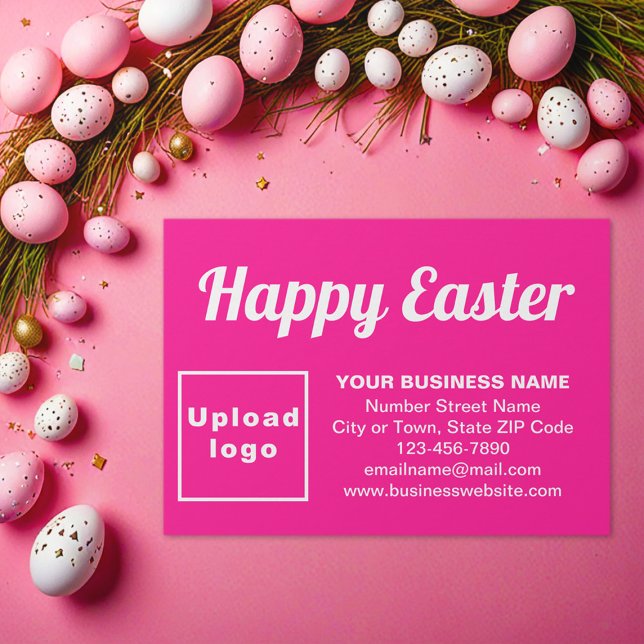 Salutation de Pâques d'affaires sur la carte de bo (Business Easter greeting on pink enclosure card)