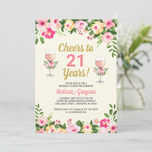 Salutations 21ème anniversaire Invitation Floral