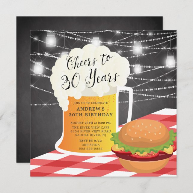 Salutations à 30 ans Anniversaire Invitation (Devant / Derrière)