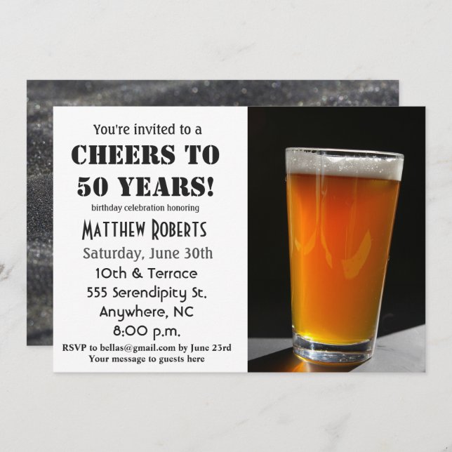 Salutations à 50 ans 50e anniversaire Invitation (Devant / Derrière)