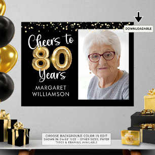Salutations à 80 ans Anniversaire Photo Affiche de