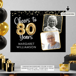 Salutations à 80 ans Anniversaire Photo Affiche de
