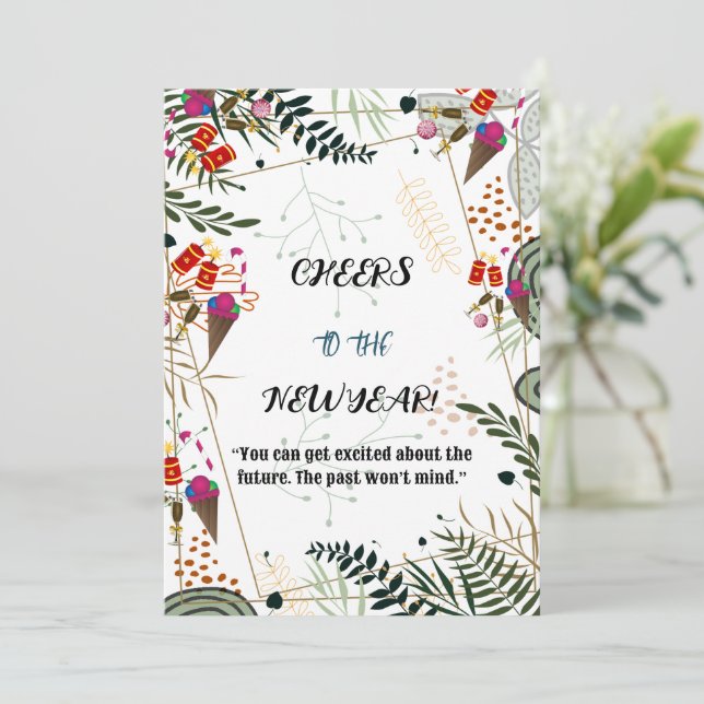 Salutations à la carte botanique du Nouvel An (Debout devant)