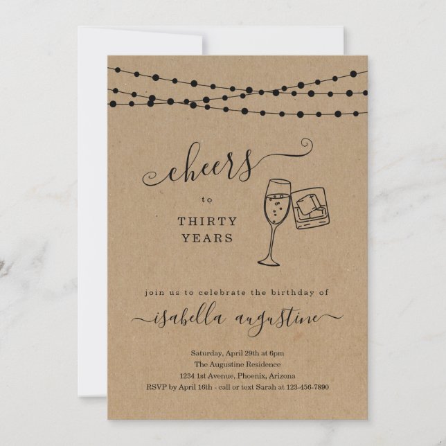 Salutations Champagne & Whiskey Invitation Anniver (Devant)