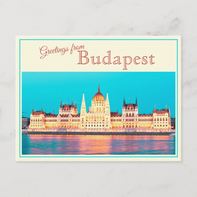 Salutations de Budapest Carte postale vintage (Devant)
