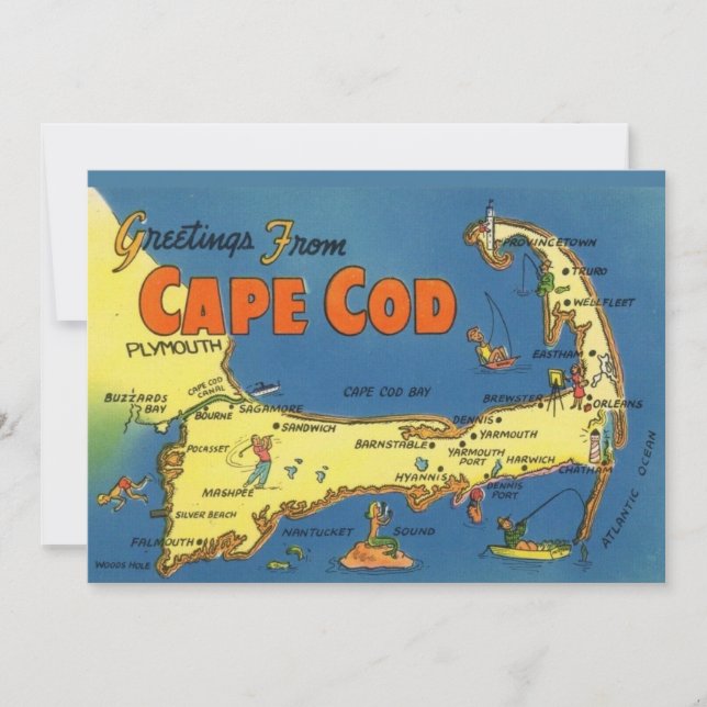 Salutations de Cape Cod 5x7 Carte Postale (Devant)