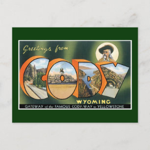 Salutations de Cody, Wyoming ! Carte postale vinta