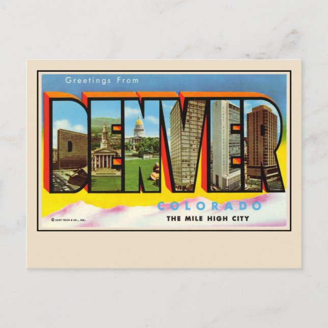 Salutations de Denver Carte postale à grandes lett (Devant)