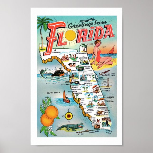Salutations de Floride 8x12 Impression (Devant)
