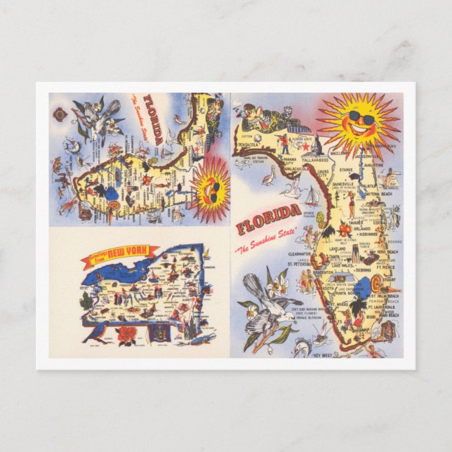 Salutations de Floride, New York Carte Voyage (Devant)