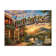 Salutations de Fryeburg Maine Carte postale nostal