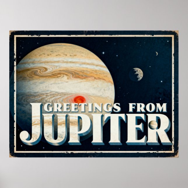 Salutations de Jupiter Retro Sci-Fi Poster (Devant)