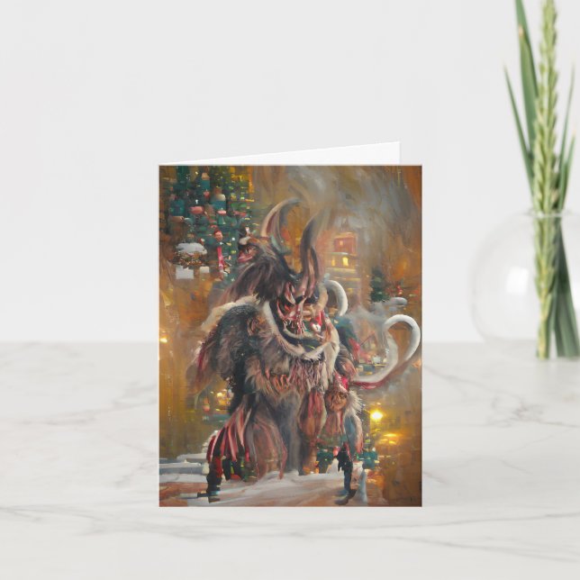 Salutations de Krampus, carte pliée 10 x 14 cm (Devant)