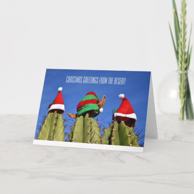 Salutations de la carte de Noël Desert Cactus (Devant)