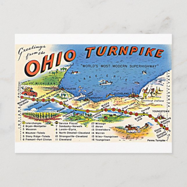 Salutations de la carte postale Ohio Turnpike (Devant)