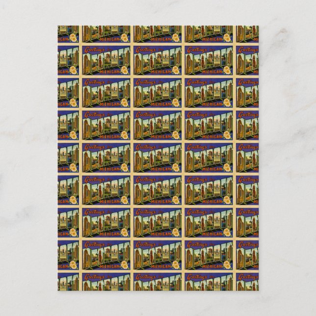 Salutations de la carte postale Vintage Detroit Mi (Devant)