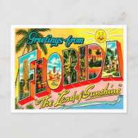 Salutations de la carte postale Vintage voyage Flo