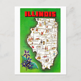 Salutations de la carte Vintage de l'Illinois