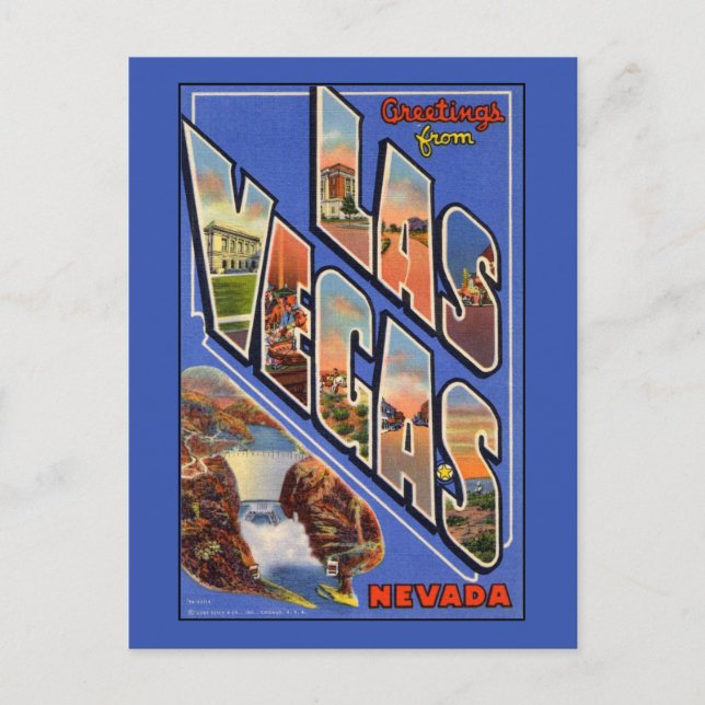 Salutations de Las Vegas sur une carte postale à g (Devant)