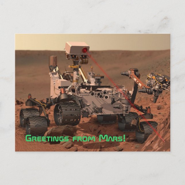 Salutations de Mars ! Carte postale Mars Curiosity (Devant)