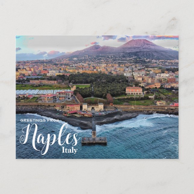 Salutations de Naples Italie Mt. Vesuvius Carte po (Devant)