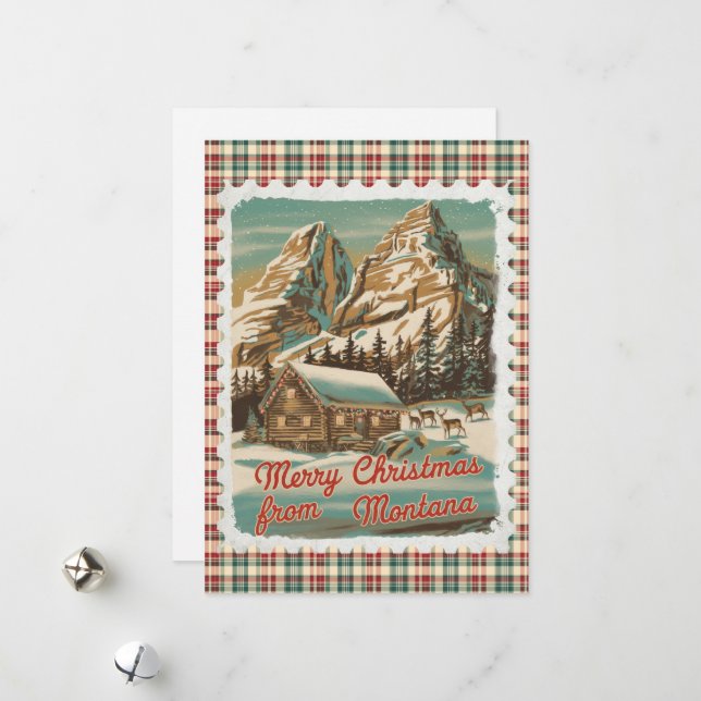 Salutations de Noël de la carte de vacances Montan (Devant/Arrière en situation)