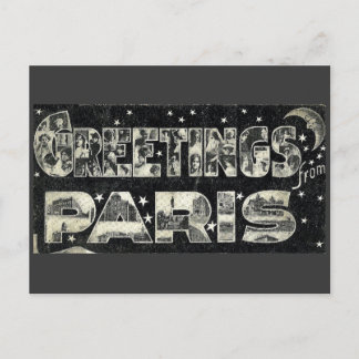 Salutations de Paris Vintage Carte postale
