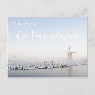 Salutations de Pays-Bas carte de moulin d'hiver