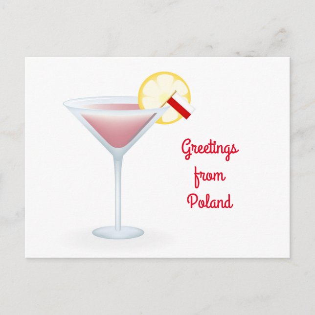 Salutations de Pologne Cocktail Carte postale (Devant)