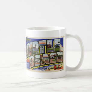 Salutations de tasse vintage de carte postale de