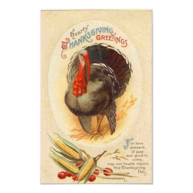 Salutations de Thanksgiving Vintage Photo Imprimer (Devant)