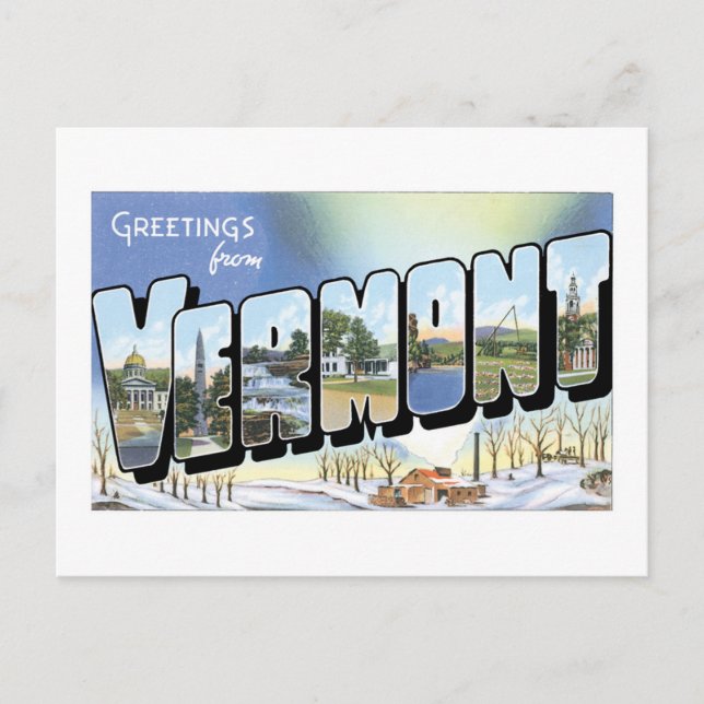 Salutations du Vermont ! Carte postale vintage (Devant)