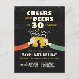 Salutations Et Bières À 30 Ans Invitation Rétro