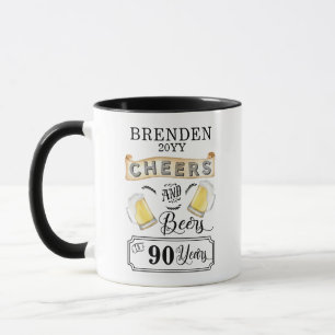 Salutations et bières à 90 Anniversaire Mug