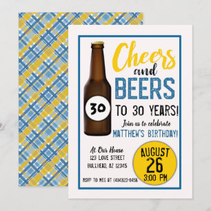 Salutations et bières mens invitations d'anniversa