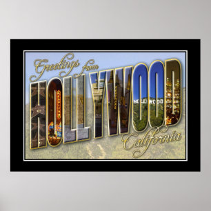 Salutations Impression Vintage Hollywood Californi