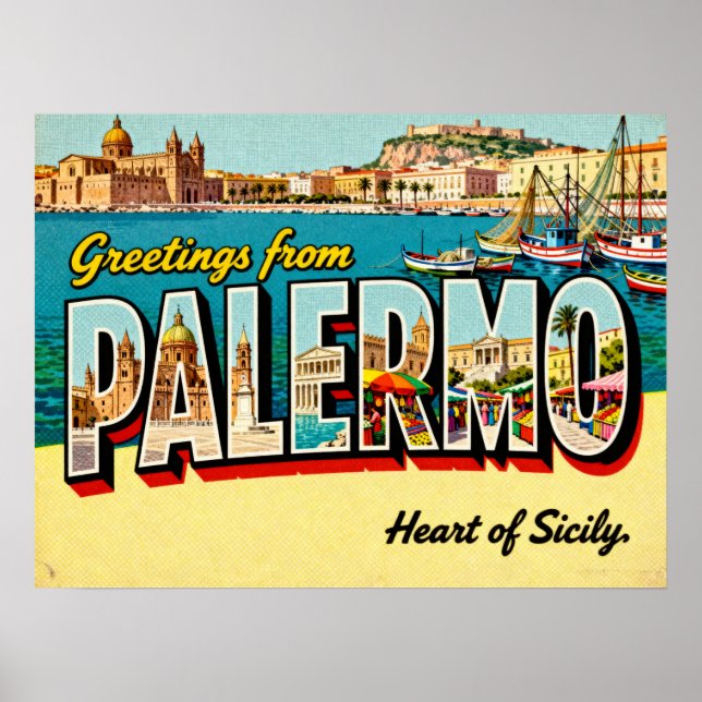 Salutations vintages de Palerme Poster (Devant)